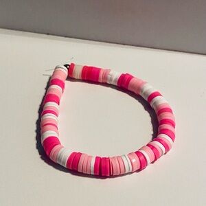 Pink and White Beaded Bracelet